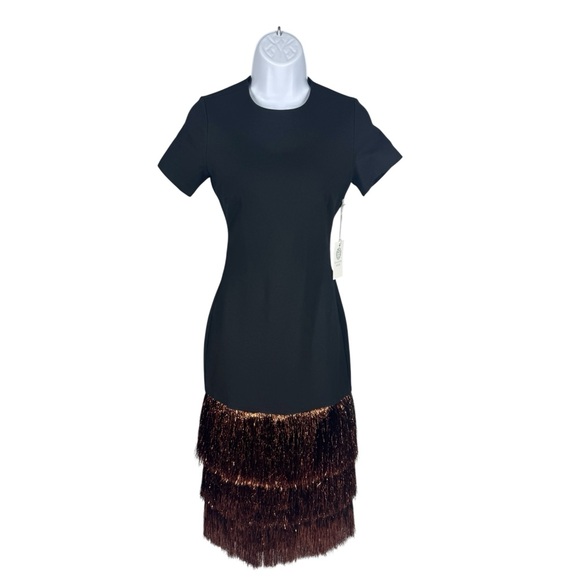 Tuckernuck Hyacinth House Francie Fringe Maxi Dress Black Metallic XXS NWT - Picture 4 of 13